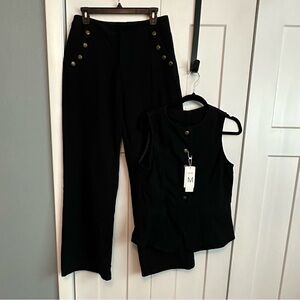 Black Denim Women's Pants & Vest Set -medium